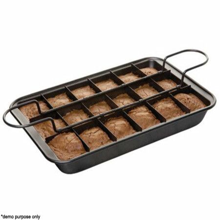 Brownie Bake Pan Set with Rack, Bottom Insert and Dividers Bonus 10 Decorative Stencils