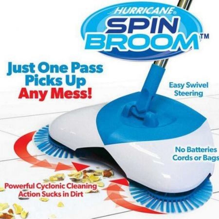 Spin Hand Push Broom Sweeper Household Dust Collector Floor Surface Cleaning Mop