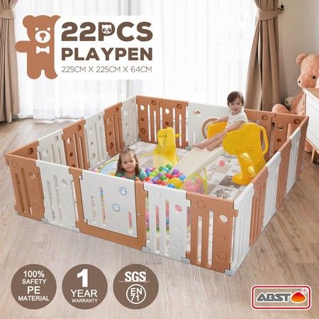 22 Panel Baby Playpen Kids Safety Gates Interactive Toddler Play Room Child Barrier