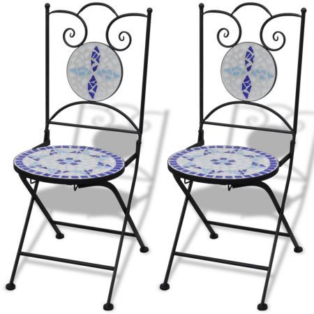 Folding Bistro Chairs 2 pcs Ceramic Blue and White