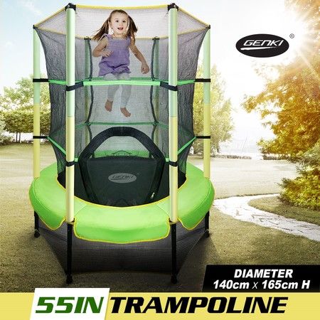 Genki 55" Kids Trampoline with Safety Enclosure Net