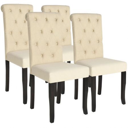 Dining Chairs 4 pcs Solid Wood Cream
