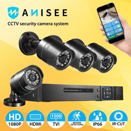 AHD CCTV Camera Home Security Surveillance System 4CH DVR 1080P Night Vision Motion Detection 4 Pack