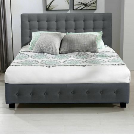 Levede Gas Lift Bed Frame Fabric Base Mattress Storage Double Size Dark Grey