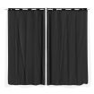 2x Blockout Curtains Panels 3 Layers with Gauze Room Darkening 180x213cm Black