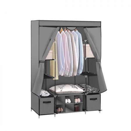 Levede Portable Wardrobes Shoe Rack Large Clothes Cabinet Closet Storage Grey
