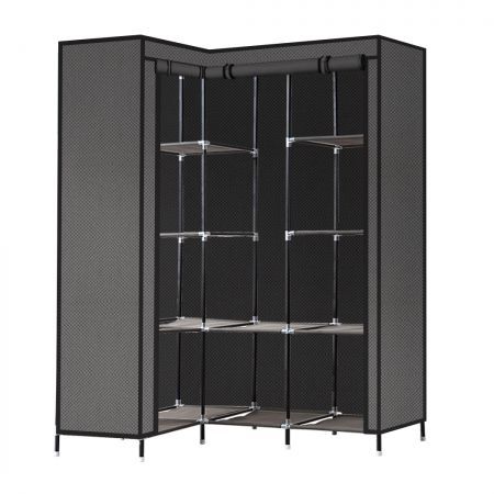 2x Levede Portable Corner Clothes Closet Wardrobe Storage Organiser Unit Shelf