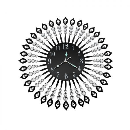 Wall Clock Silent Large Home Office Decor Round Luxury Modern Battery Black
