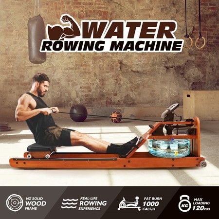 GENKI Water Rowing Machine Rower Indoor Rowing Exercise Equipment with Electric Water Pump